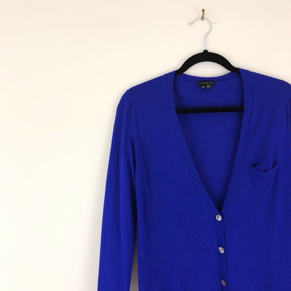 THEORY Fine Merino Wool Cardigan Cobalt Blue S - Picture 3 of 7